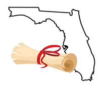 outline of Florida with scroll
